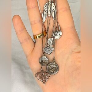 22” Lia Sophia Silver-Tone Charm Pendant Necklace with Love & Hope Accents